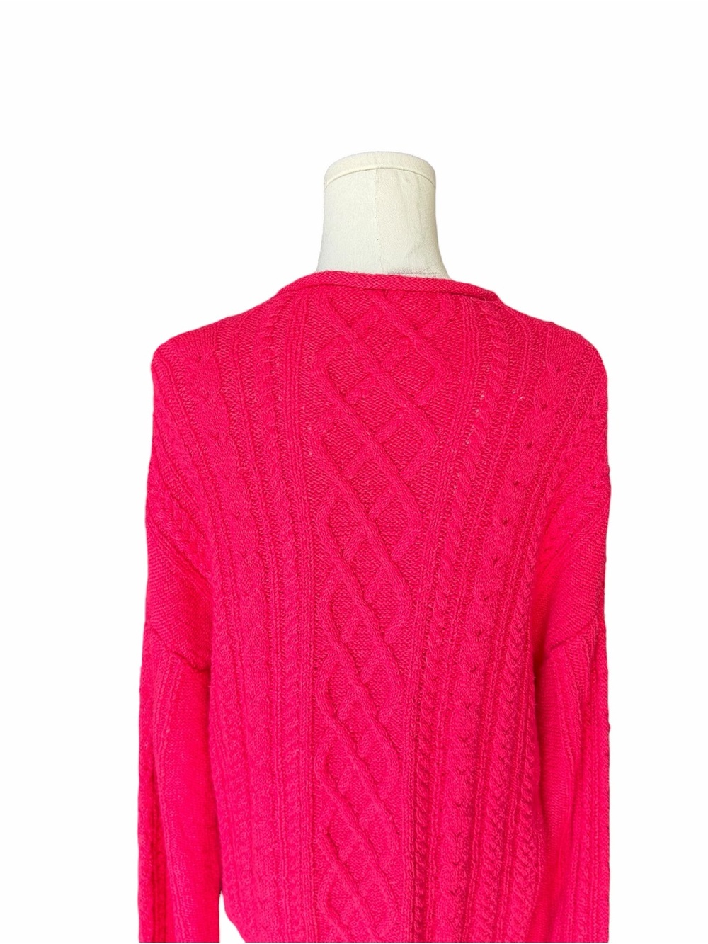J.Crew - NWT Mockneck Rolled Cable Knit Sweater Raspberry Pink Sz Xl - Picture 5 of 7